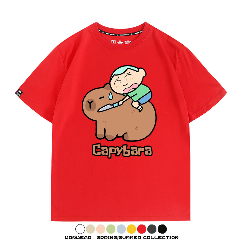 蠟筆小新卡皮巴拉水豚 親子情侶裝寬鬆短袖T