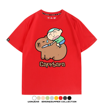 蠟筆小新卡皮巴拉水豚 親子情侶裝寬鬆短袖T