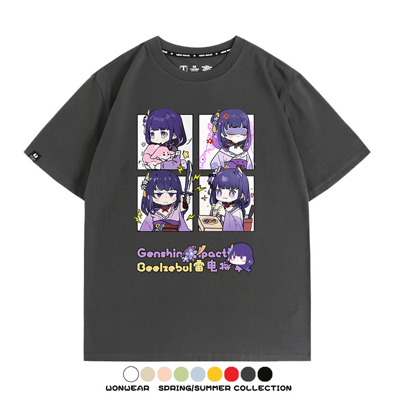 原神遊戲散兵可莉芙寧娜胡桃可愛Q版二次元周邊夏男純棉T恤衫短袖