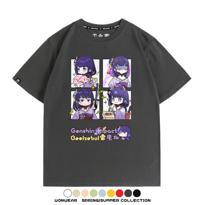 原神遊戲散兵可莉芙寧娜胡桃可愛Q版二次元周邊夏男純棉T恤衫短袖
