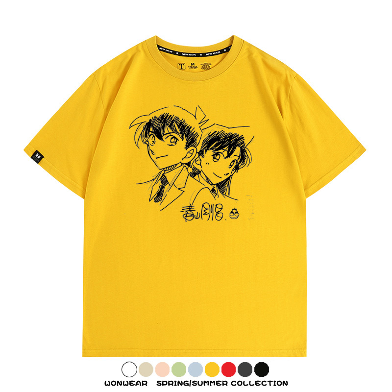 名偵探柯南灰原哀小蘭潮牌情侶原畫聯動周邊短袖夏季純棉T恤寬鬆