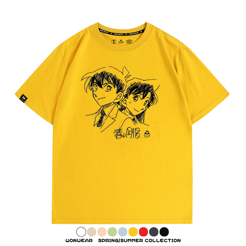 名偵探柯南灰原哀小蘭潮牌情侶原畫聯動周邊短袖夏季純棉T恤寬鬆