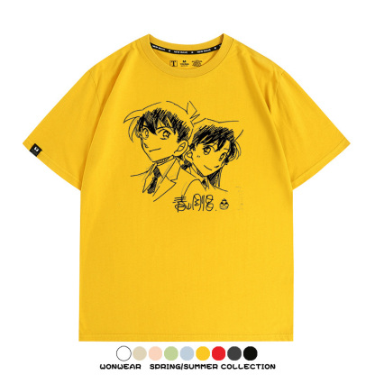 名偵探柯南灰原哀小蘭潮牌情侶原畫聯動周邊短袖夏季純棉T恤寬鬆
