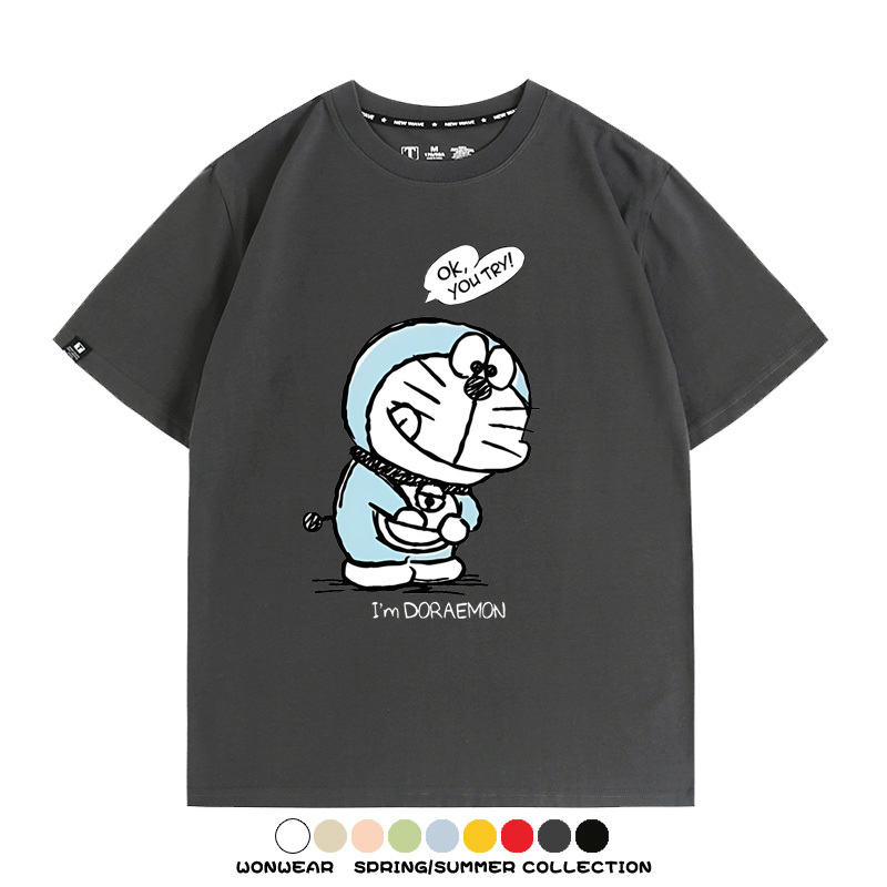 哆啦A夢潮牌印花 親子情侶裝寬鬆短袖T