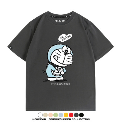 哆啦A夢潮牌印花 親子情侶裝寬鬆短袖T
