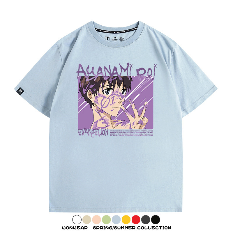 新世紀福音戰士EVA綾波麗明日香褚熏日系潮牌動漫青少年夏純棉T恤