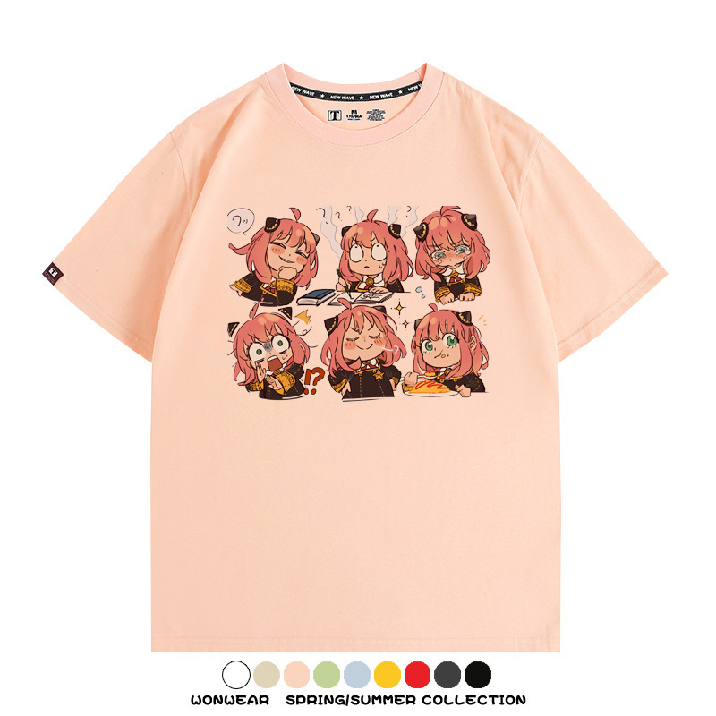 間諜家家酒動漫阿尼亞卡通可愛周邊情侶T恤衫夏季純棉短袖上衣潮