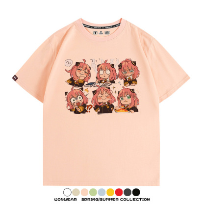 間諜家家酒動漫阿尼亞卡通可愛周邊情侶T恤衫夏季純棉短袖上衣潮