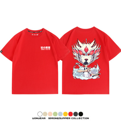 鏈鋸人早川秋狐之惡魔聯名 親子情侶裝寬鬆短袖T