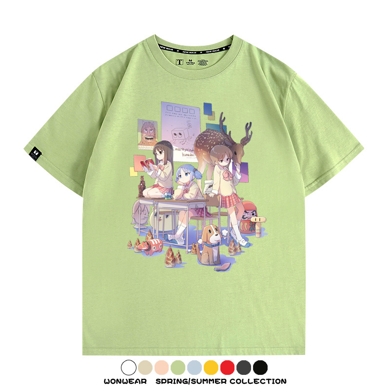 搞笑動漫日常二次元周邊短袖夏季男士純棉T恤衫青少年學生潮上衣