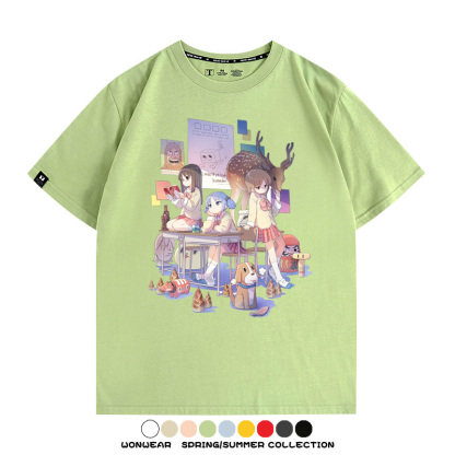 搞笑動漫日常二次元周邊短袖夏季男士純棉T恤衫青少年學生潮上衣