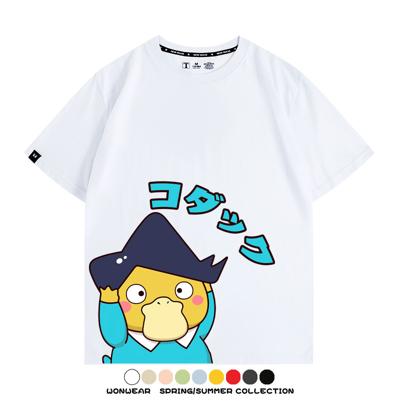 可達鴨cos蠟筆小新純棉t恤衫聯名卡通情侶裝周邊休閑短袖上衣服男