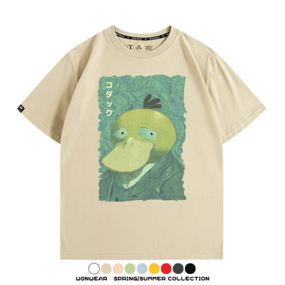 寶可夢可達鴨世界名畫聯名 親子情侶裝寬鬆短袖T