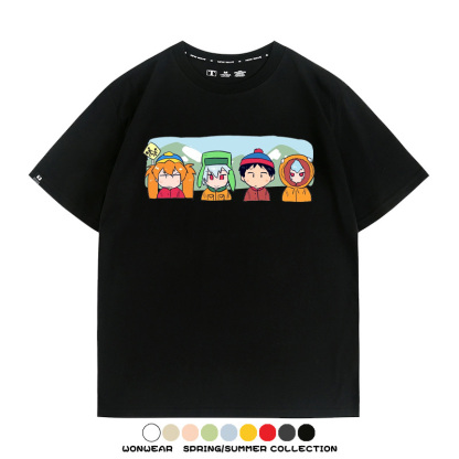 EVA聯名南方公園情侶裝短袖衰仔樂園福音戰士卡通t恤衫純棉上衣服