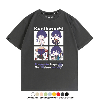 原神遊戲散兵可莉芙寧娜胡桃可愛Q版二次元周邊夏男純棉T恤衫短袖