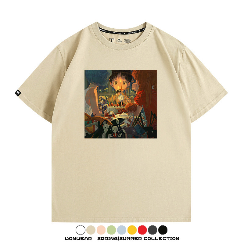 新世紀福音戰士EVA藝術插畫潮牌印花T恤夏季男潮純棉短袖寬鬆上衣