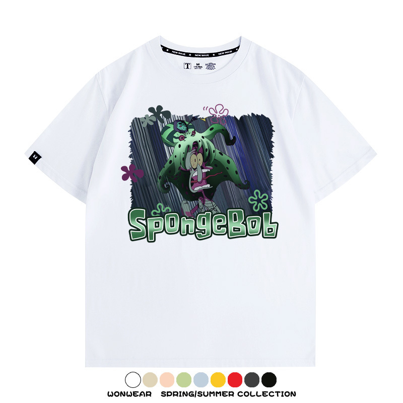 海綿寶寶章魚哥聯名JOJO奇妙冒險 親子情侶裝寬鬆短袖T