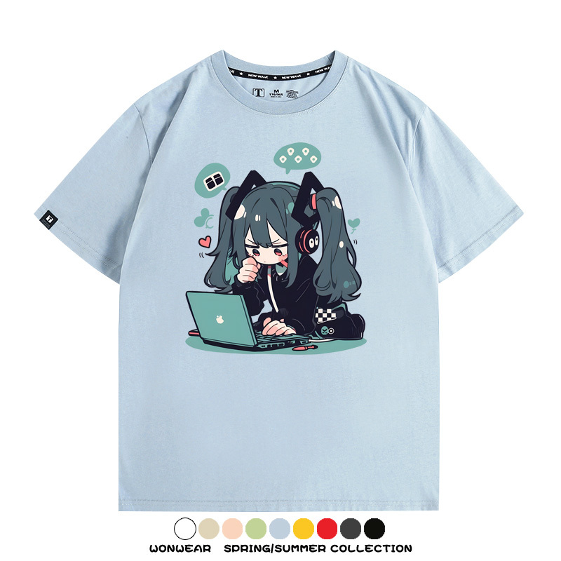 元氣日系少女機能動漫初音未來MIKU 親子情侶裝寬鬆短袖T
