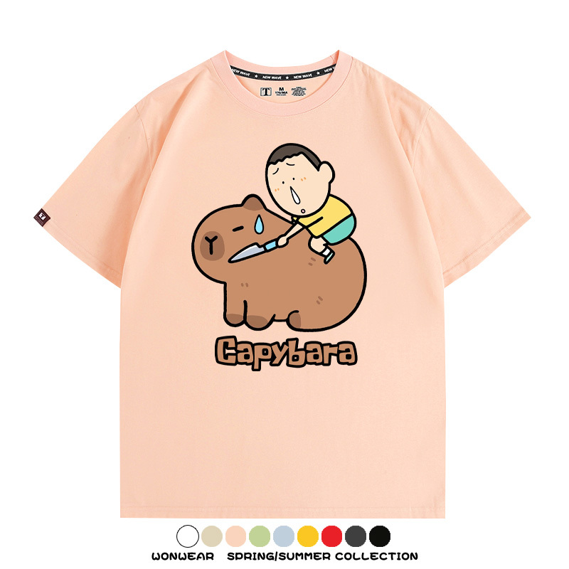 蠟筆小新卡皮巴拉水豚 親子情侶裝寬鬆短袖T