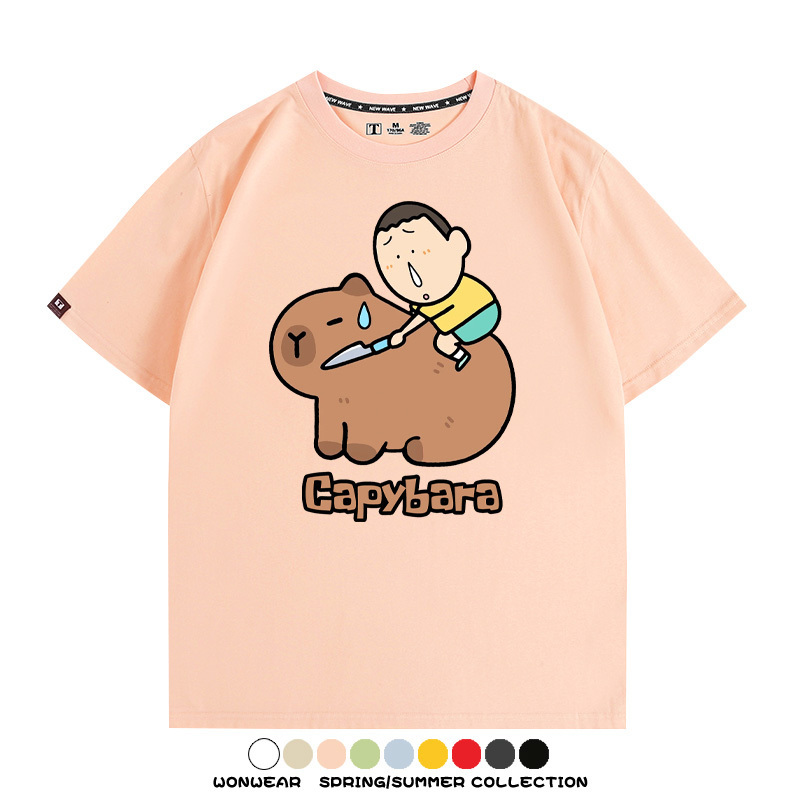 蠟筆小新卡皮巴拉水豚 親子情侶裝寬鬆短袖T