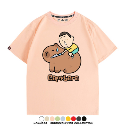 蠟筆小新卡皮巴拉水豚 親子情侶裝寬鬆短袖T