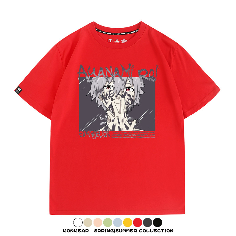 新世紀福音戰士EVA綾波麗明日香褚熏日系潮牌動漫青少年夏純棉T恤