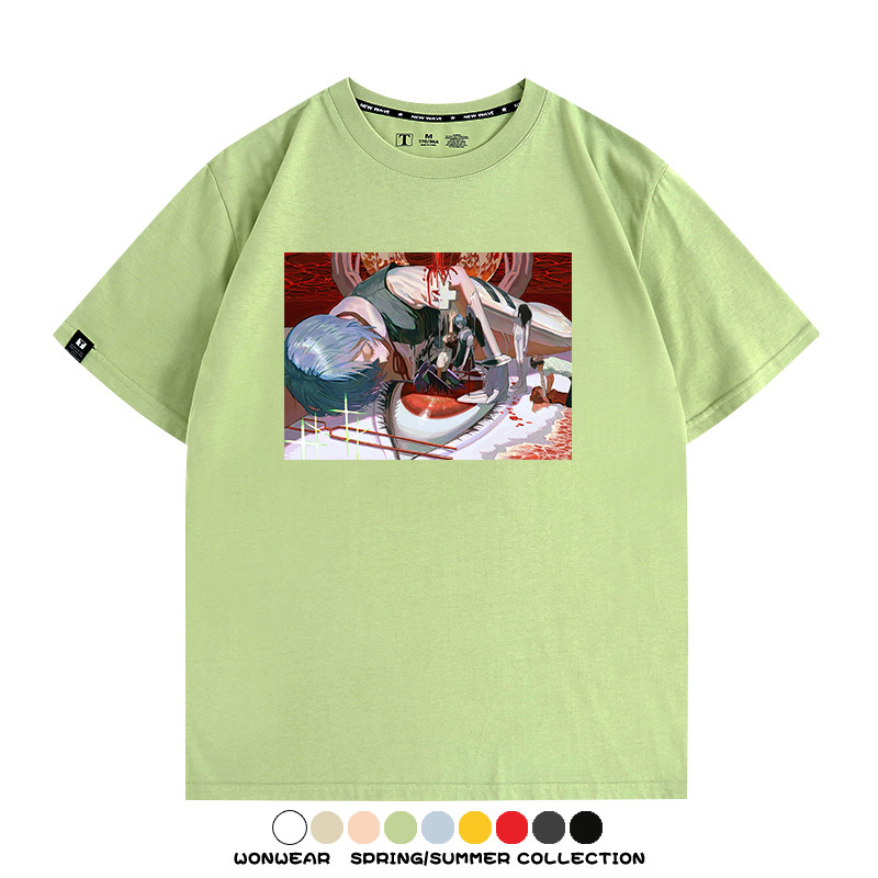 新世紀福音戰士EVA藝術插畫潮牌印花T恤夏季男潮純棉短袖寬鬆上衣
