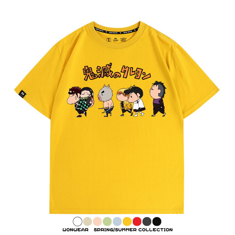 鬼滅之刃蠟筆小新聯名動漫周邊短袖T恤