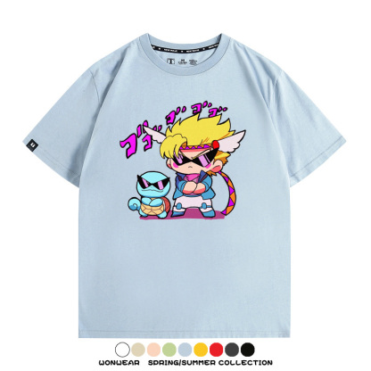 JOJO的奇妙冒險聯名寶可夢西撒傑尼龜T恤衫夏季情侶純棉短袖學生