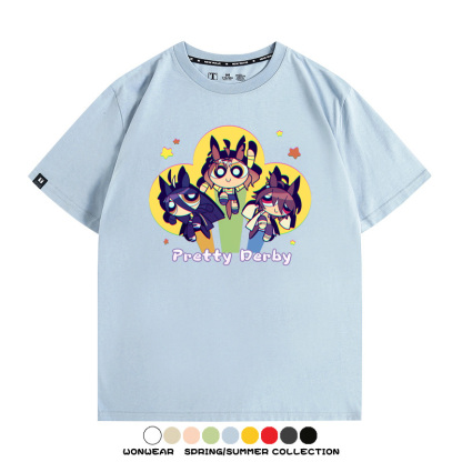 飛天小女警動漫聯動賽馬娘卡通東海帝王二次元青少年夏季純棉T恤