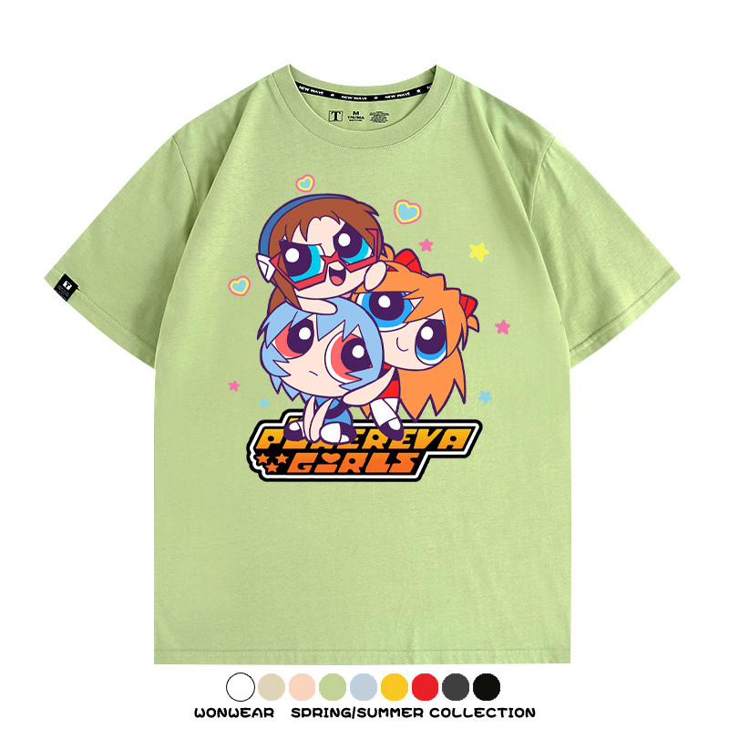 EVA福音戰士飛天小女警聯名 親子情侶裝寬鬆短袖T