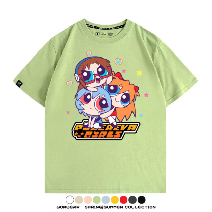 EVA福音戰士飛天小女警聯名 親子情侶裝寬鬆短袖T