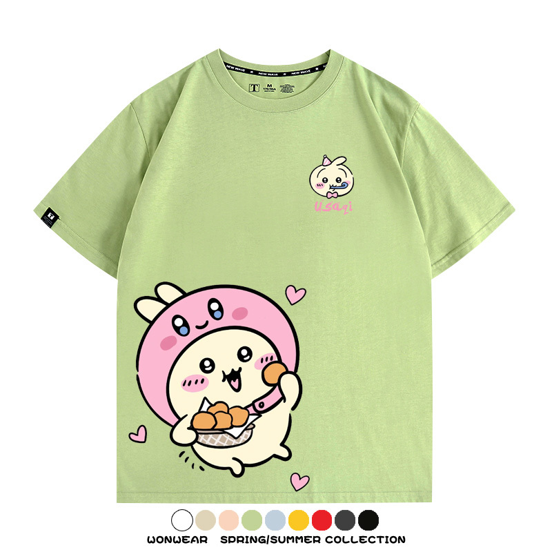 吉伊卡哇chiikawa小可愛吉伊烏薩奇小八聯動情侶短袖純棉T恤上衣