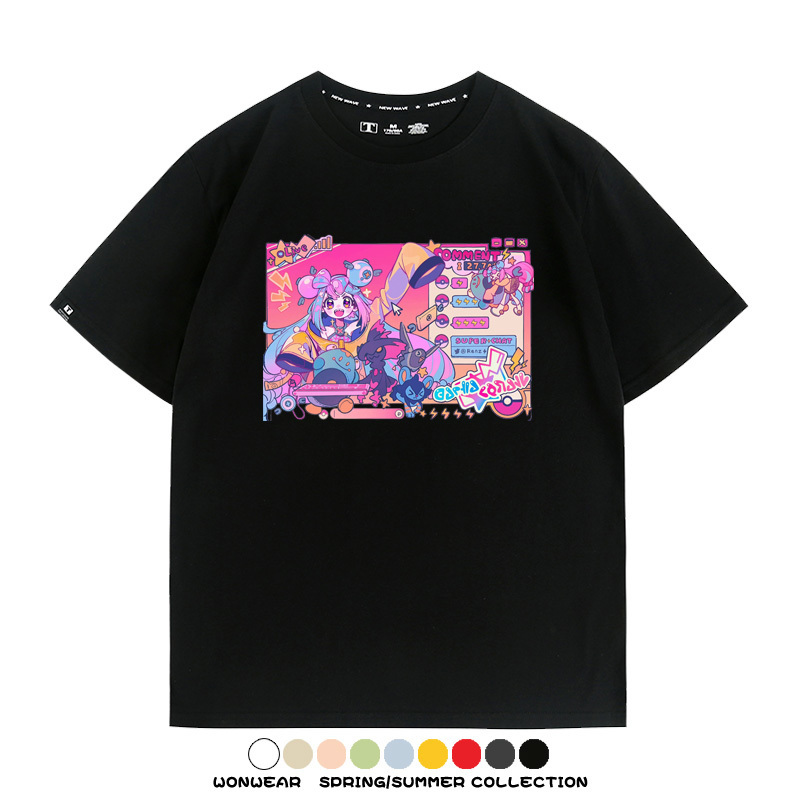 寶可夢歌姬美洛耶塔聯動MIKU初音未來周邊短袖T恤衫夏季純棉上衣寬鬆