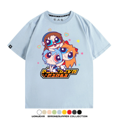 EVA福音戰士飛天小女警聯名 親子情侶裝寬鬆短袖T