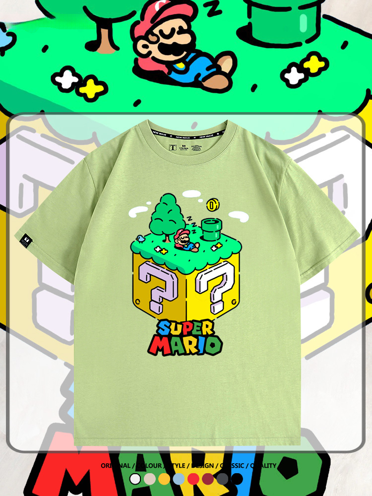 超級瑪麗瑪利歐遊戲卡通任天堂T恤純棉夏季男潮百搭短袖情侶寬鬆