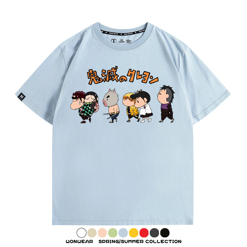 鬼滅之刃蠟筆小新聯名動漫周邊短袖T恤