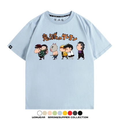 鬼滅之刃蠟筆小新聯名動漫周邊短袖T恤