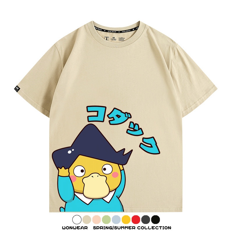 可達鴨cos蠟筆小新純棉t恤衫聯名卡通情侶裝周邊休閑短袖上衣服男