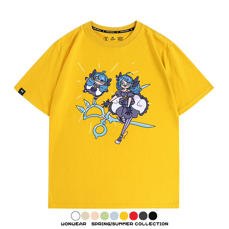 LOL聯盟卡通Q版英雄靈羅娃娃格溫斯莫德周邊短袖夏季男士純棉T恤