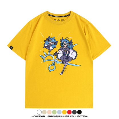 LOL聯盟卡通Q版英雄靈羅娃娃格溫斯莫德周邊短袖夏季男士純棉T恤