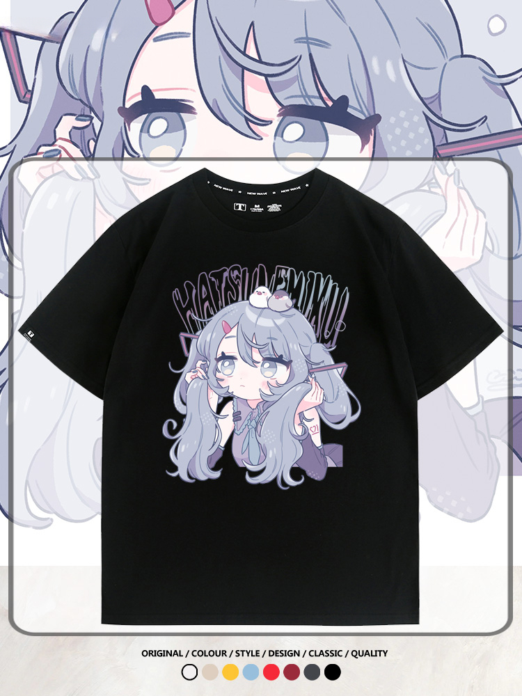 初音未來miku二次元少女元氣動漫周邊短袖夏季情侶純棉T恤男休閒