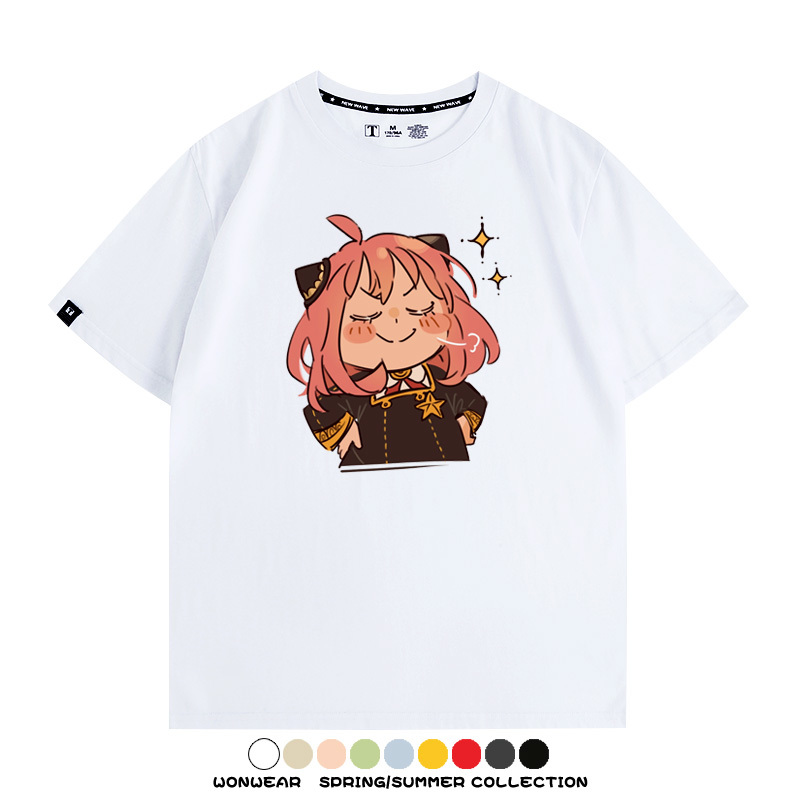 間諜家家酒動漫阿尼亞卡通可愛周邊情侶T恤衫夏季純棉短袖上衣潮
