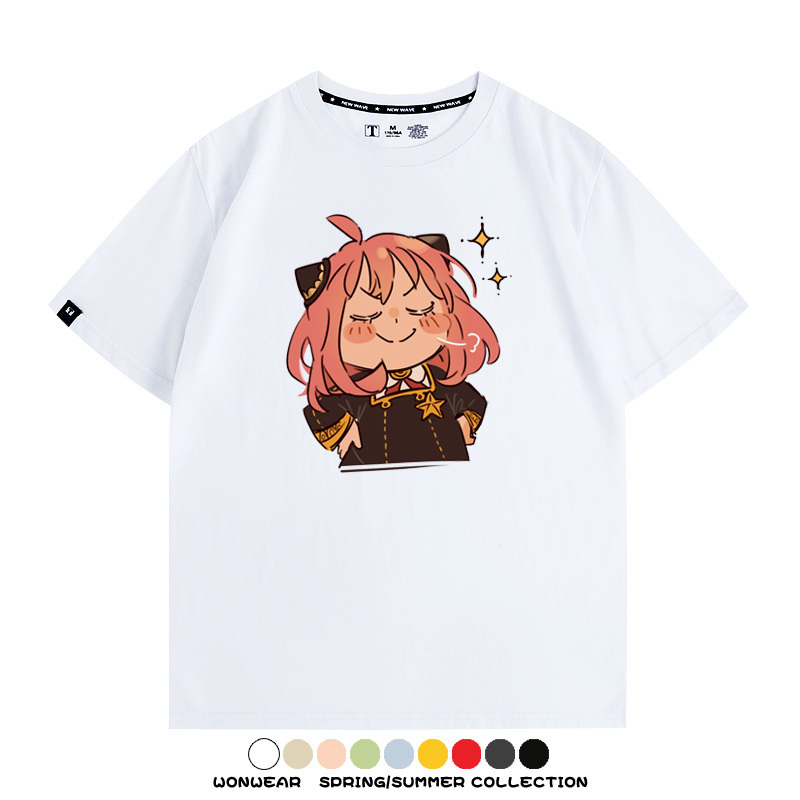 間諜家家酒動漫阿尼亞卡通可愛周邊情侶T恤衫夏季純棉短袖上衣潮