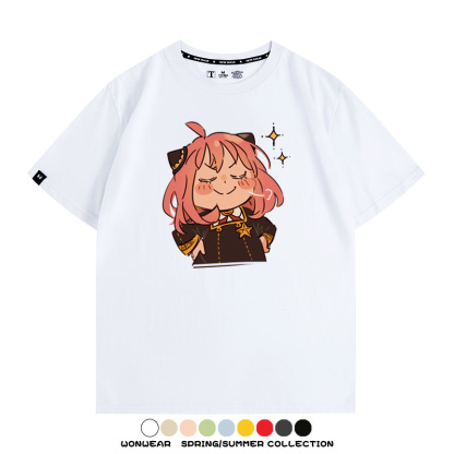 間諜家家酒動漫阿尼亞卡通可愛周邊情侶T恤衫夏季純棉短袖上衣潮