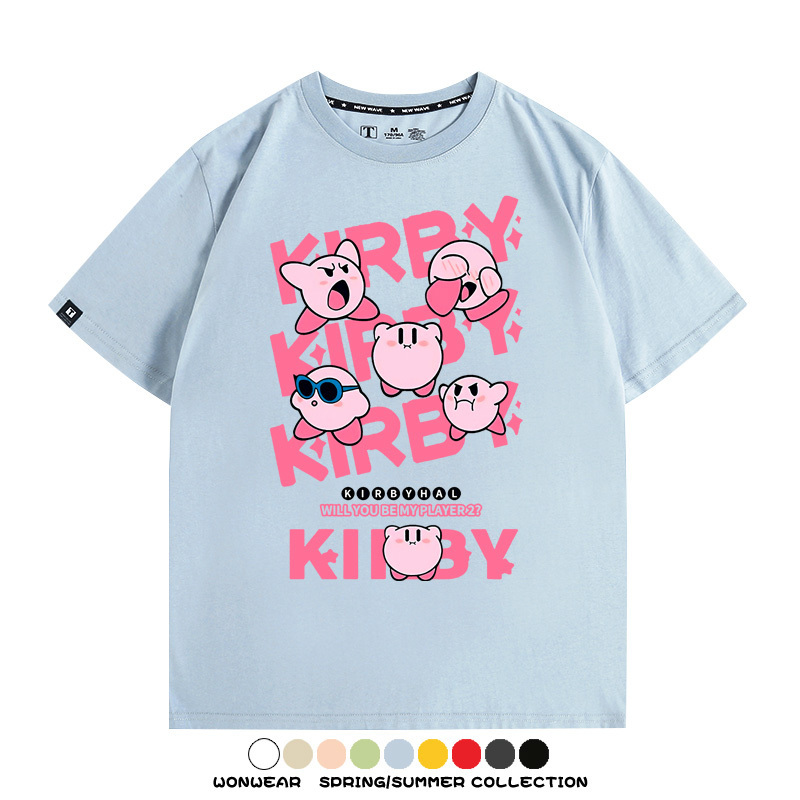 星之卡比任天堂遊戲周邊 親子情侶裝寬鬆短袖T