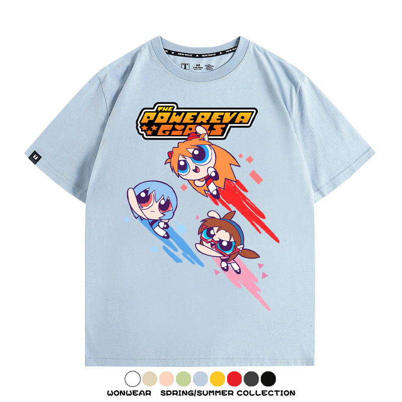 EVA福音戰士飛天小女警聯名 親子情侶裝寬鬆短袖T