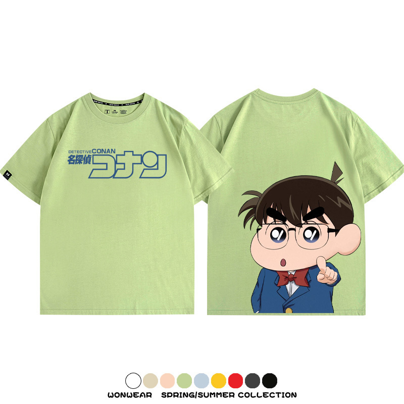名偵探柯南蠟筆小新聯名 親子情侶裝寬鬆短袖T