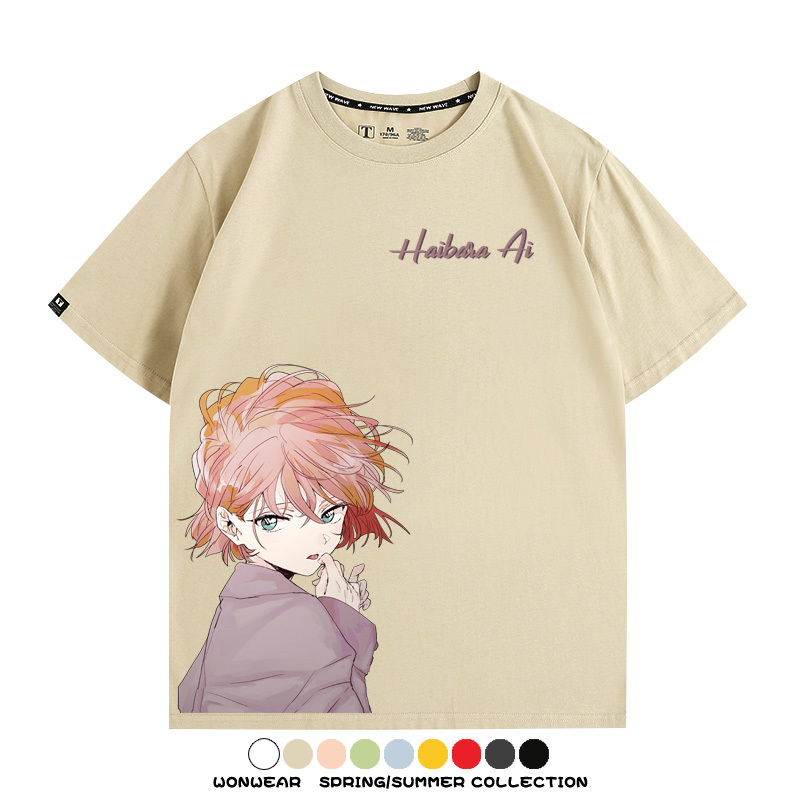 名偵探柯南灰原哀小蘭潮牌情侶原畫聯動周邊短袖夏季純棉T恤寬鬆