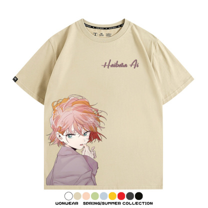 名偵探柯南灰原哀小蘭潮牌情侶原畫聯動周邊短袖夏季純棉T恤寬鬆